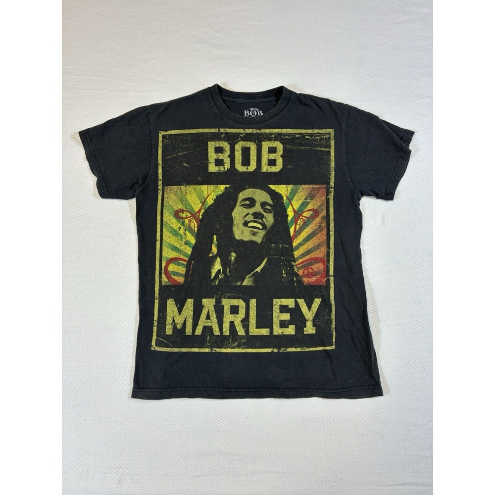 Bob Marley Graphic T-Shirt Medium Black‎ Cotton Reggae Music Band Shirt 2012